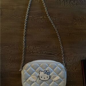 Hello Kitty Quilted Crossbody Bag with Silver Chain